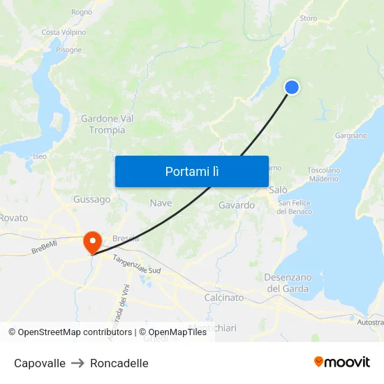 Capovalle to Roncadelle map