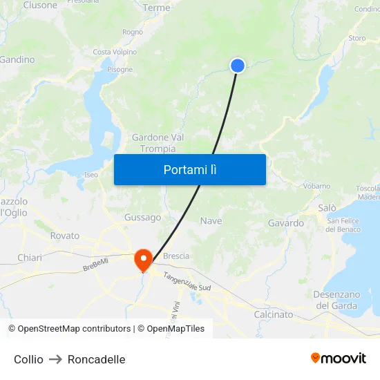 Collio to Roncadelle map