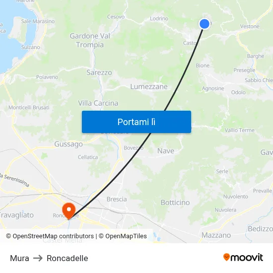 Mura to Roncadelle map