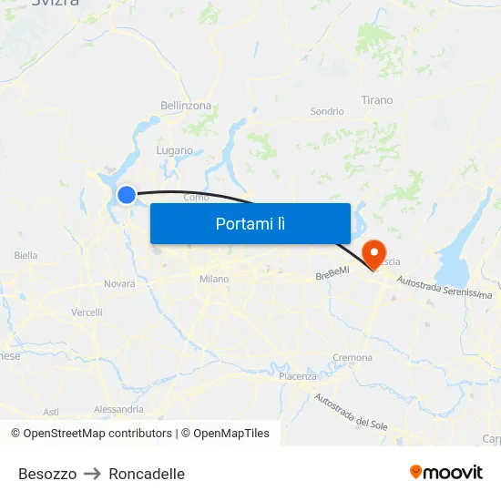 Besozzo to Roncadelle map