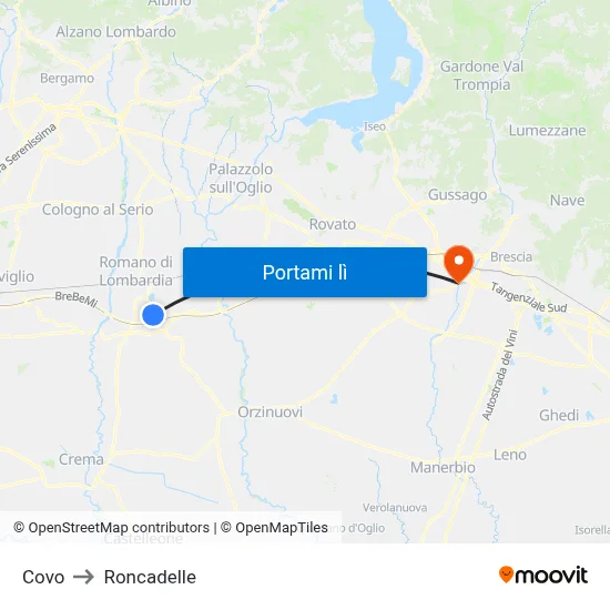 Covo to Roncadelle map