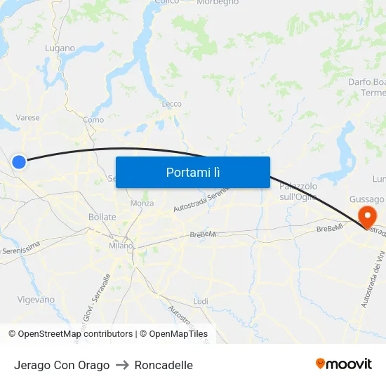 Jerago Con Orago to Roncadelle map