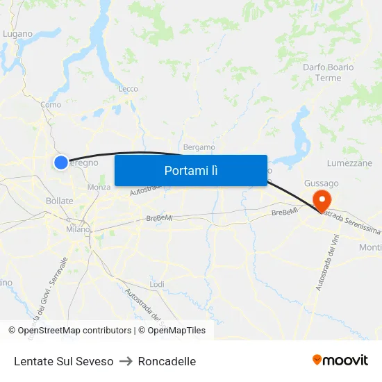 Lentate Sul Seveso to Roncadelle map