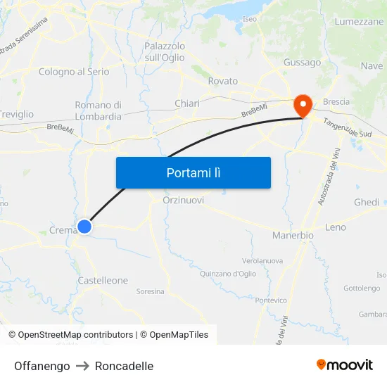 Offanengo to Roncadelle map