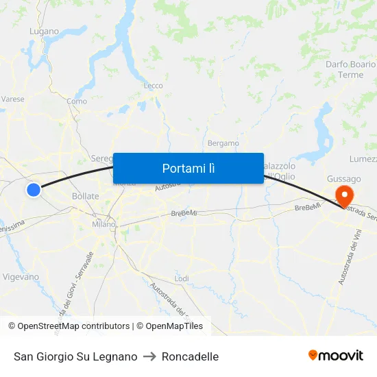 San Giorgio Su Legnano to Roncadelle map