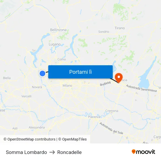 Somma Lombardo to Roncadelle map