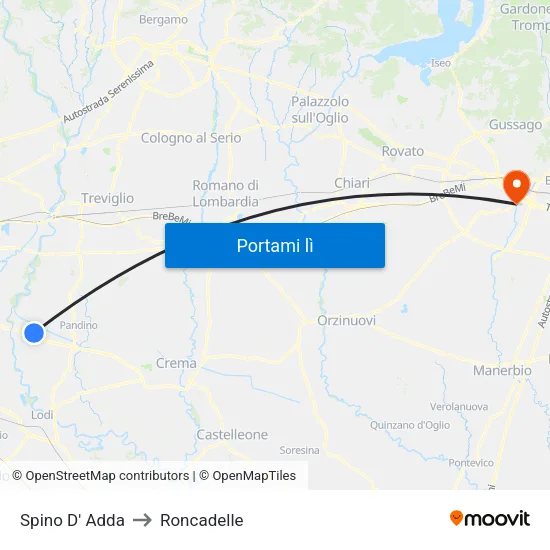 Spino D' Adda to Roncadelle map
