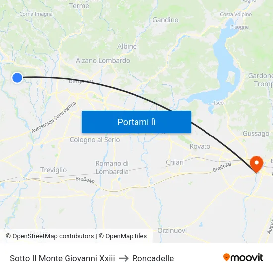 Sotto Il Monte Giovanni Xxiii to Roncadelle map