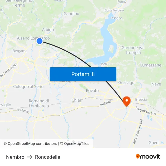 Nembro to Roncadelle map