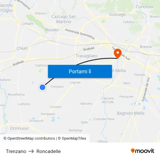 Trenzano to Roncadelle map