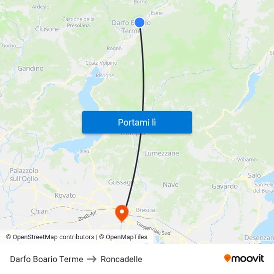 Darfo Boario Terme to Roncadelle map