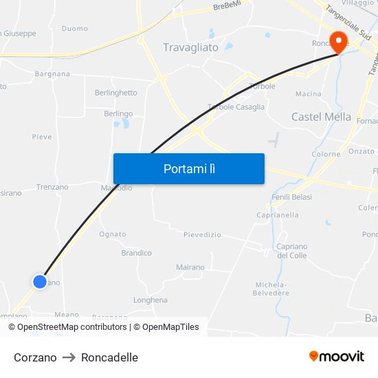 Corzano to Roncadelle map