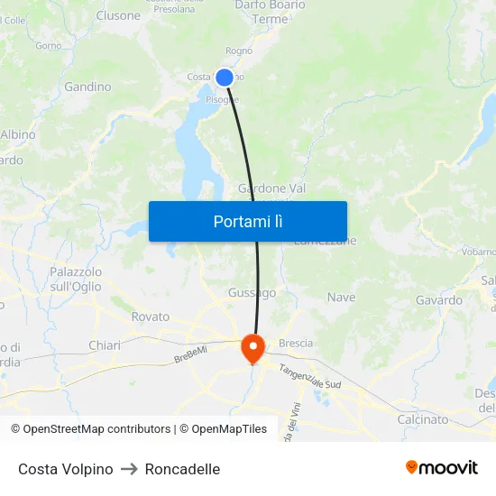 Costa Volpino to Roncadelle map