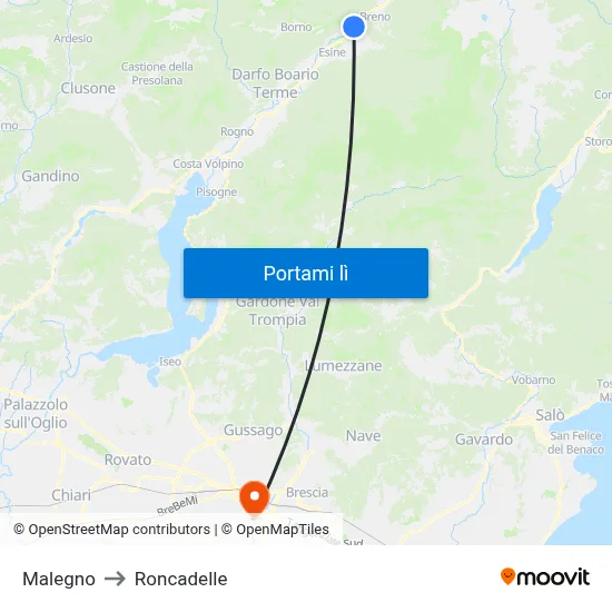 Malegno to Roncadelle map