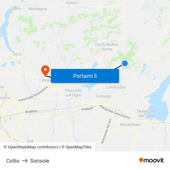 Collio to Sorisole map