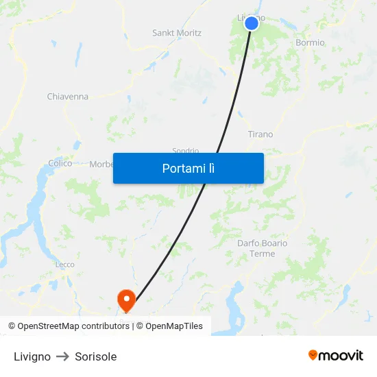 Livigno to Sorisole map
