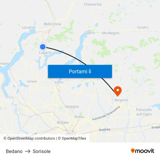 Bedano to Sorisole map
