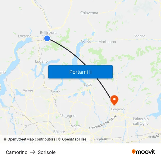 Camorino to Sorisole map
