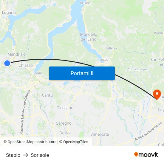 Stabio to Sorisole map