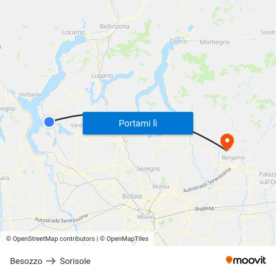 Besozzo to Sorisole map