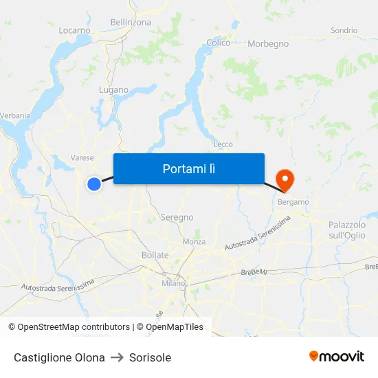 Castiglione Olona to Sorisole map