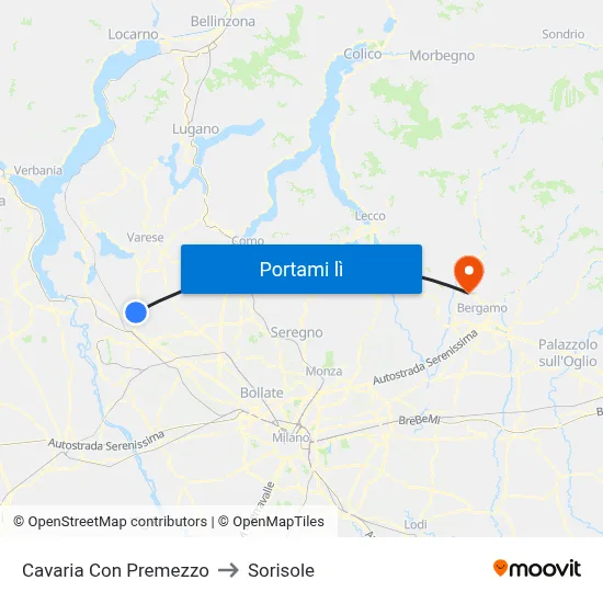 Cavaria Con Premezzo to Sorisole map