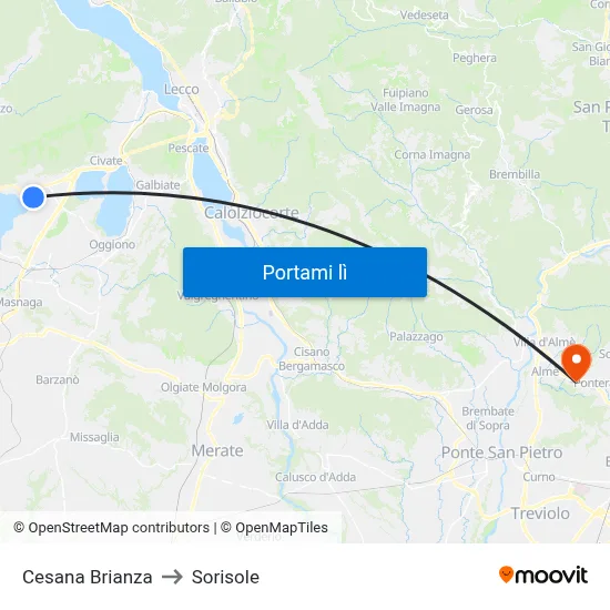 Cesana Brianza to Sorisole map