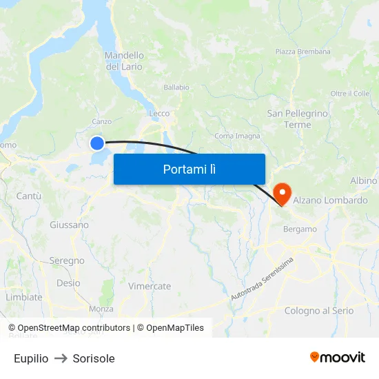 Eupilio to Sorisole map