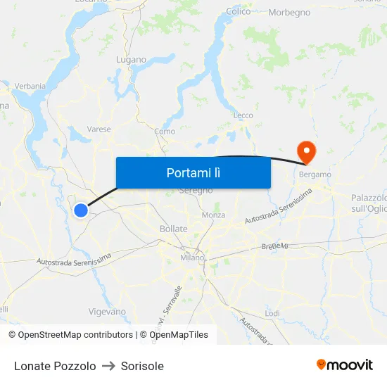 Lonate Pozzolo to Sorisole map