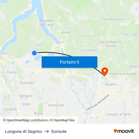 Longone Al Segrino to Sorisole map