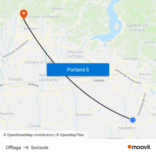 Offlaga to Sorisole map