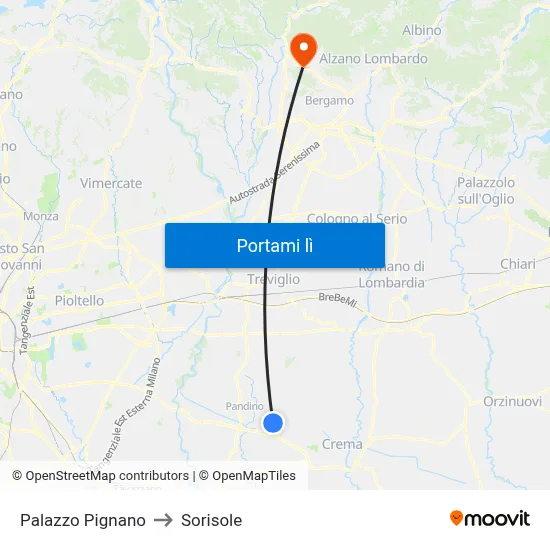 Palazzo Pignano to Sorisole map
