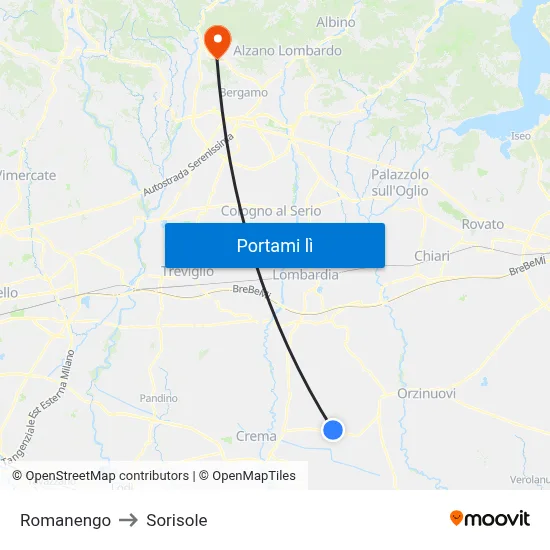Romanengo to Sorisole map