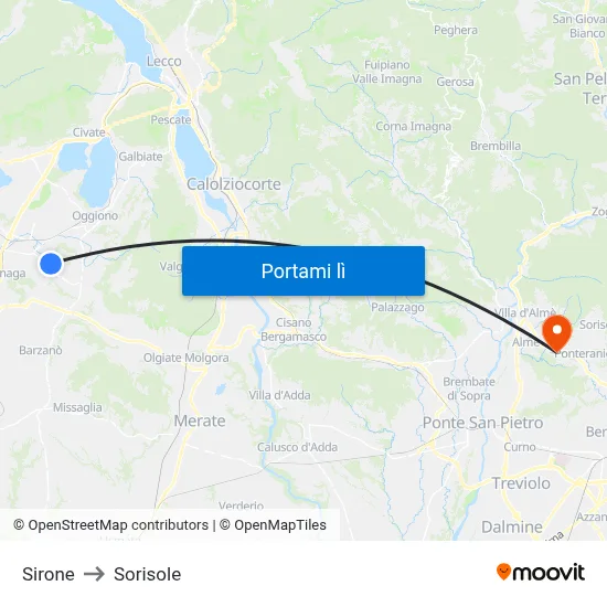 Sirone to Sorisole map