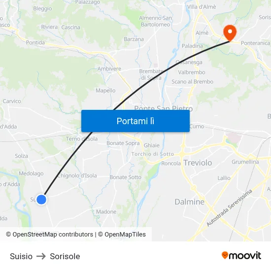 Suisio to Sorisole map