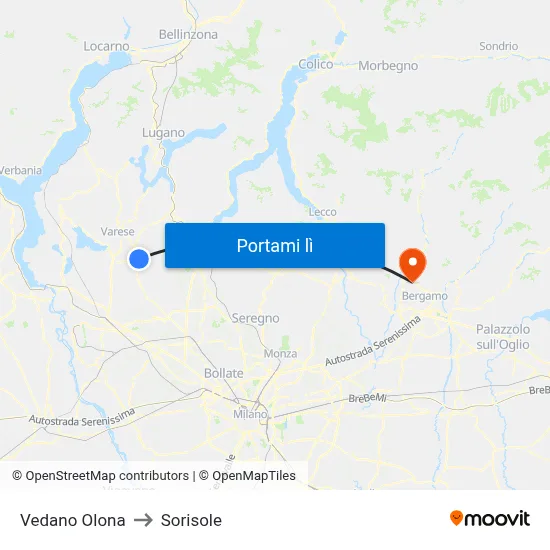 Vedano Olona to Sorisole map