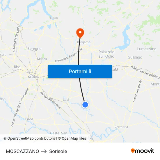 MOSCAZZANO to Sorisole map