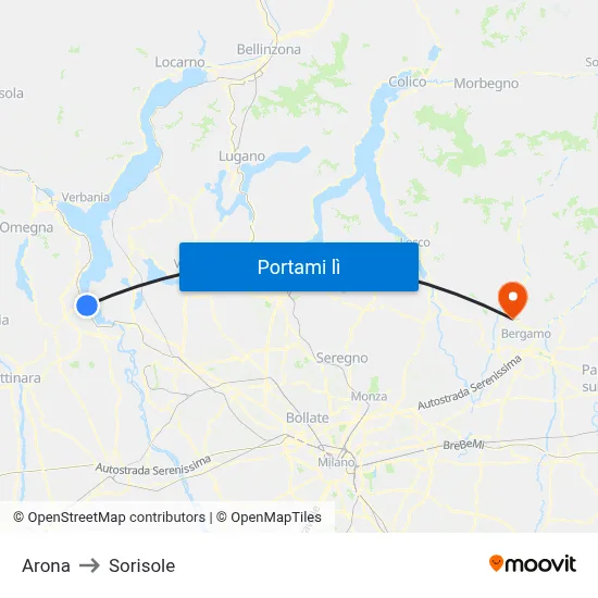 Arona to Sorisole map