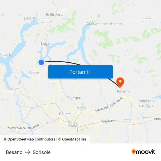 Besano to Sorisole map