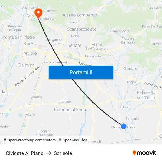Cividate Al Piano to Sorisole map