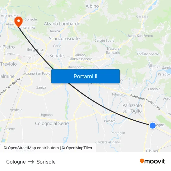 Cologne to Sorisole map