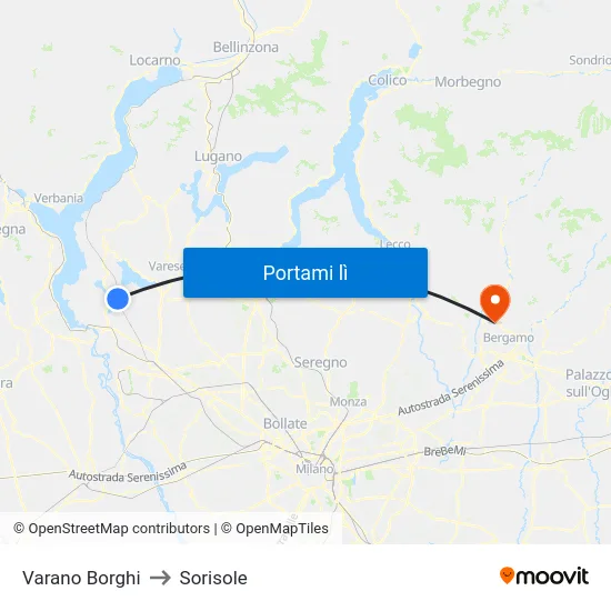 Varano Borghi to Sorisole map
