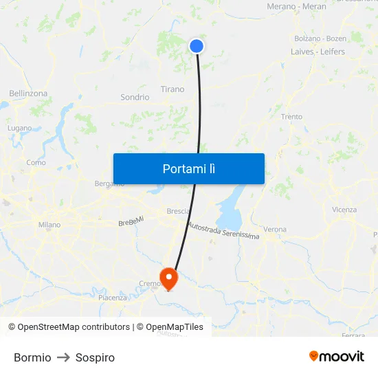 Bormio to Sospiro map