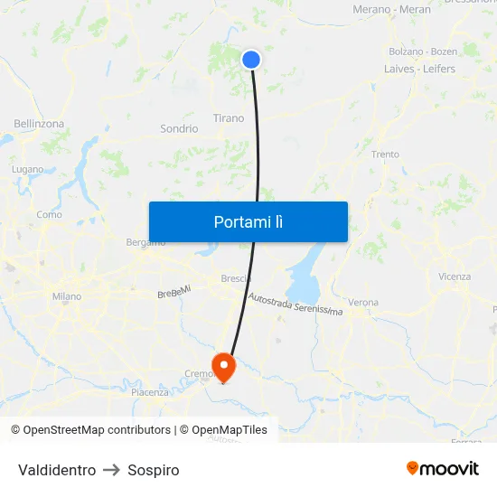 Valdidentro to Sospiro map