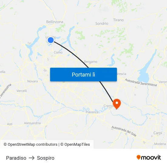 Paradiso to Sospiro map