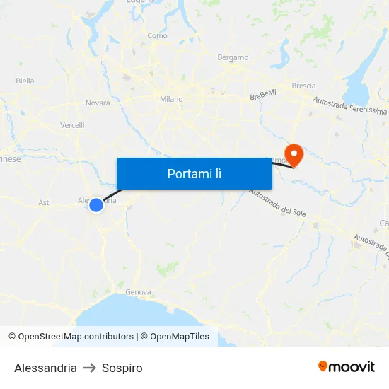 Alessandria to Sospiro map