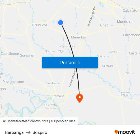 Barbariga to Sospiro map