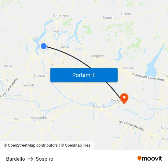 Bardello to Sospiro map