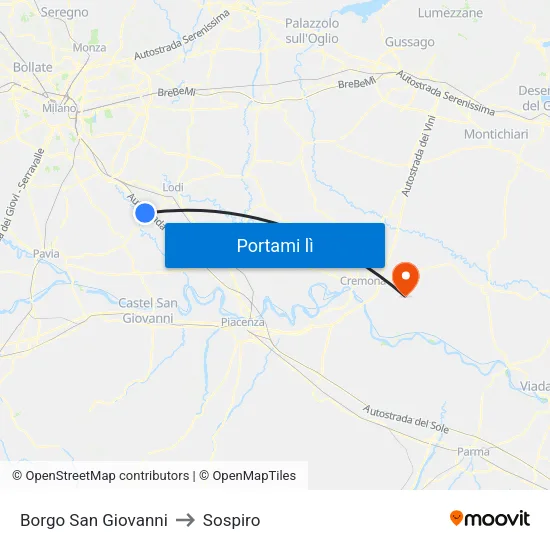 Borgo San Giovanni to Sospiro map