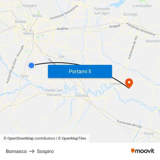 Bornasco to Sospiro map